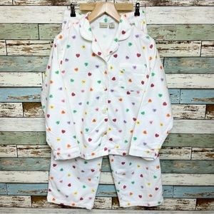 Women’s L.L. Bean Valentine’s Candy Sweethearts Flannel Pajamas Size M Petite